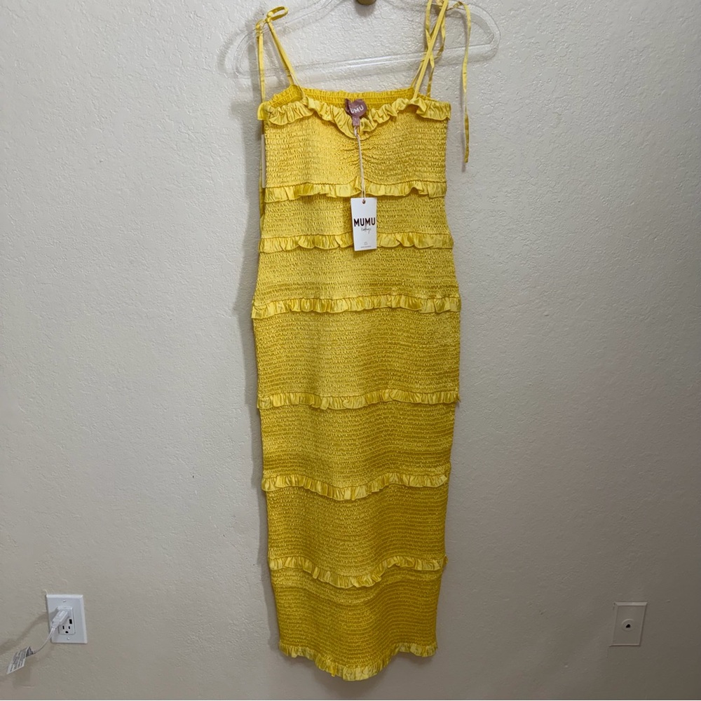 New show me your mumu Stella Smocked Dress size L - Picture 2 of 11